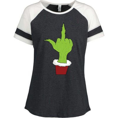 Middle Finger Funny Holiday Enza Ladies Jersey Colorblock Tee