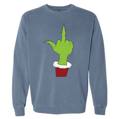 Middle Finger Funny Holiday Garment-Dyed Sweatshirt