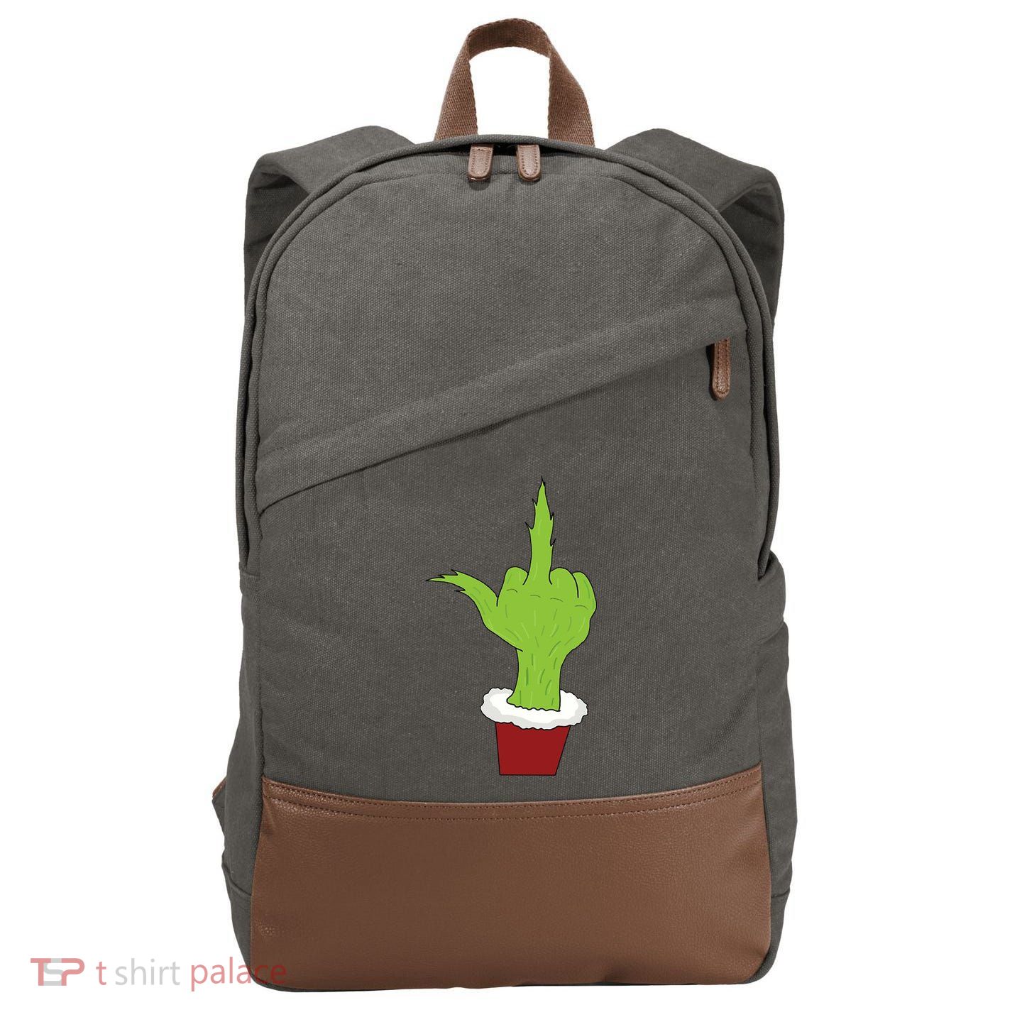 Middle Finger Funny Holiday Cotton Canvas Backpack
