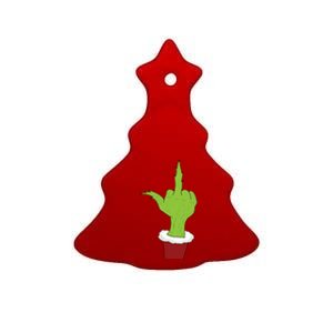 Middle Finger Funny Holiday Ceramic Tree Ornament