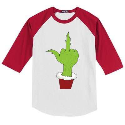 Middle Finger Funny Holiday Kids Colorblock Raglan Jersey