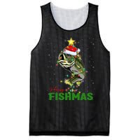 Merry Fishmas Fish Santa Claus Hat & Christmas Tree Lights Mesh Reversible Basketball Jersey Tank