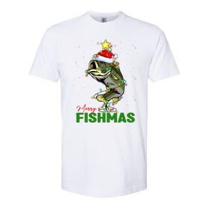 Merry Fishmas Fish Santa Claus Hat & Christmas Tree Lights Softstyle CVC T-Shirt