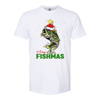 Merry Fishmas Fish Santa Claus Hat & Christmas Tree Lights Softstyle CVC T-Shirt