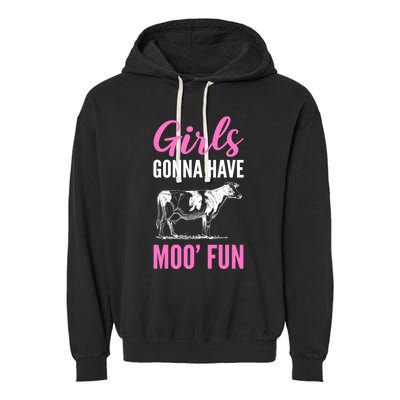 Moo Fun Farmhands Cool Gift Garment-Dyed Fleece Hoodie