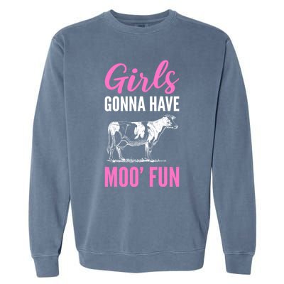 Moo Fun Farmhands Cool Gift Garment-Dyed Sweatshirt