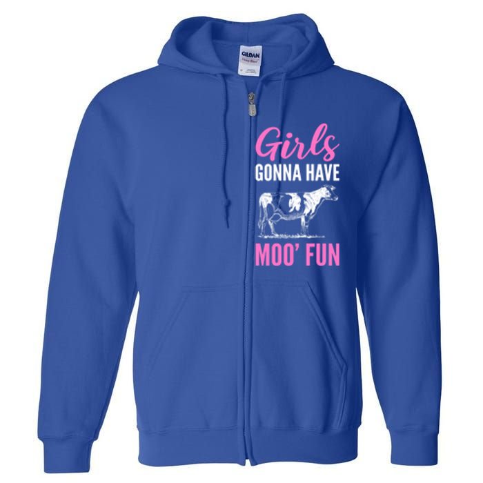 Moo Fun Farmhands Cool Gift Full Zip Hoodie