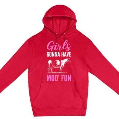 Moo Fun Farmhands Cool Gift Premium Pullover Hoodie