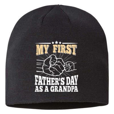 My First Father's Day As A Grandpa Grandfather Fathers Day Sustainable Beanie