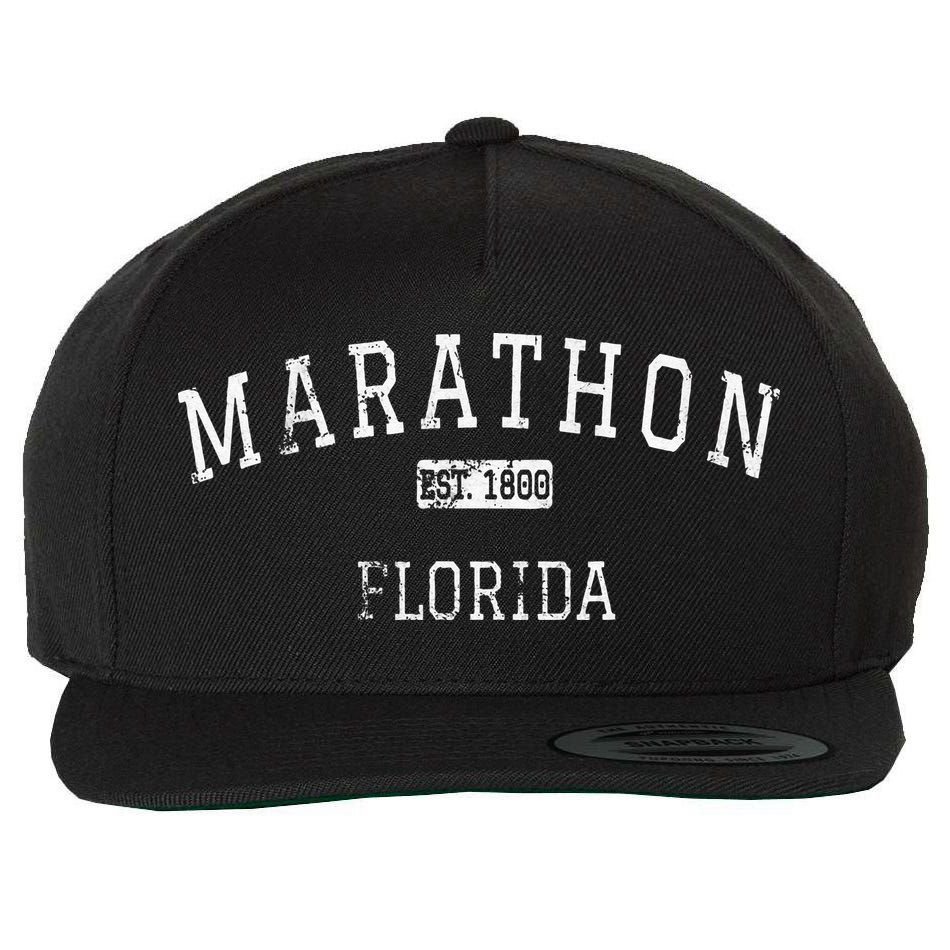 Marathon Florida FL Vintage Wool Snapback Cap