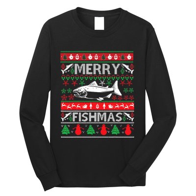 Merry Fishmas Fishing Ugly Christmas Sweater Long Sleeve Shirt