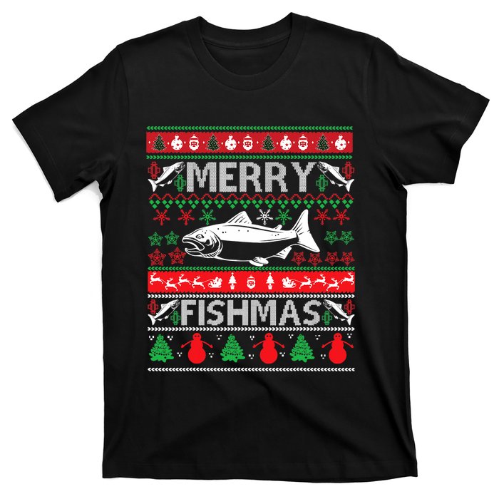 Merry Fishmas Fishing Ugly Christmas Sweater T-Shirt