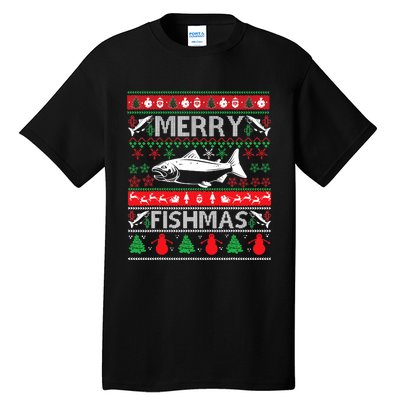 Merry Fishmas Fishing Ugly Christmas Sweater Tall T-Shirt