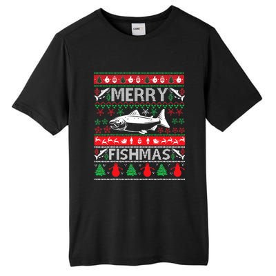 Merry Fishmas Fishing Ugly Christmas Sweater Tall Fusion ChromaSoft Performance T-Shirt