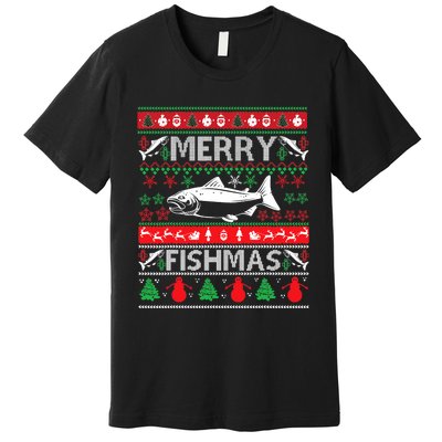 Merry Fishmas Fishing Ugly Christmas Sweater Premium T-Shirt