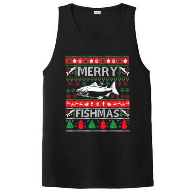 Merry Fishmas Fishing Ugly Christmas Sweater PosiCharge Competitor Tank