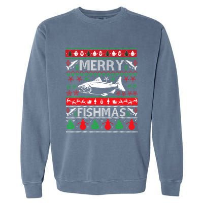 Merry Fishmas Fishing Ugly Christmas Sweater Garment-Dyed Sweatshirt