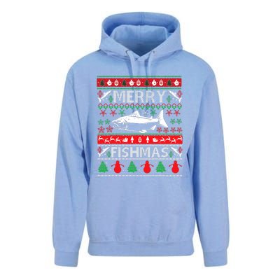 Merry Fishmas Fishing Ugly Christmas Sweater Unisex Surf Hoodie