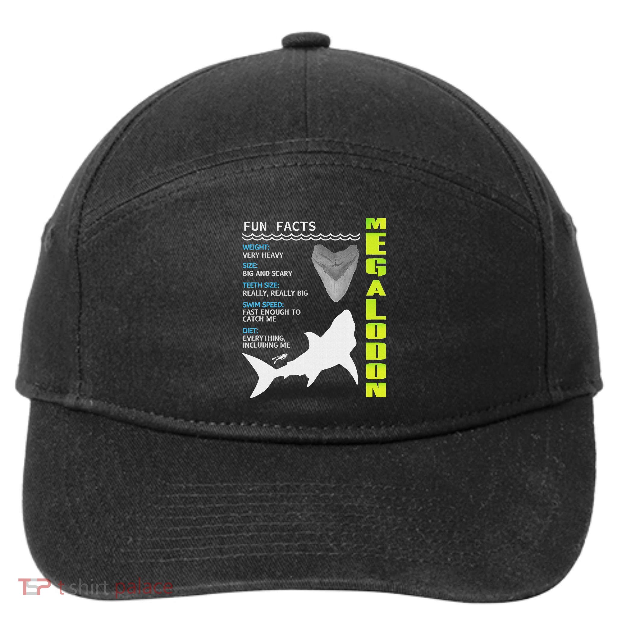 Megalodon Fun Facts Design 7-Panel Snapback Hat