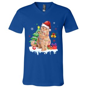 Meowy Feline Festivities Merry Catmas Christmas Cat Cute Gift V-Neck T-Shirt