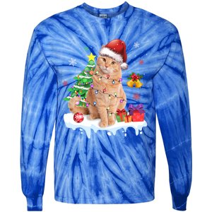 Meowy Feline Festivities Merry Catmas Christmas Cat Cute Gift Tie-Dye Long Sleeve Shirt