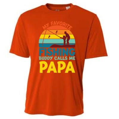 My Favorite Fishing Buddy Calls Me Papa Fisher Dad Funny Gift Cooling Performance Crew T-Shirt