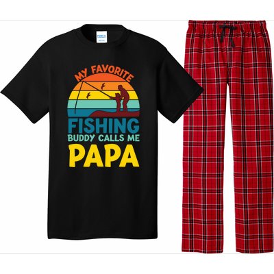 My Favorite Fishing Buddy Calls Me Papa Fisher Dad Funny Gift Pajama Set