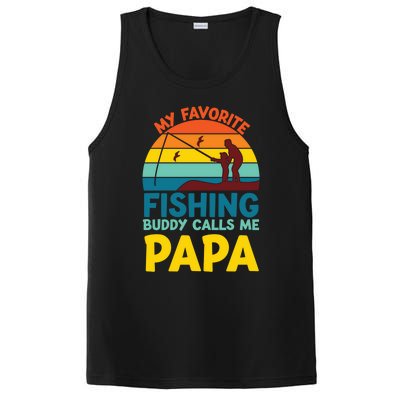 My Favorite Fishing Buddy Calls Me Papa Fisher Dad Funny Gift PosiCharge Competitor Tank