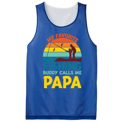 My Favorite Fishing Buddy Calls Me Papa Fisher Dad Funny Gift Mesh Reversible Basketball Jersey Tank