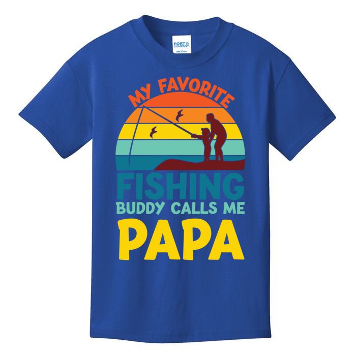 My Favorite Fishing Buddy Calls Me Papa Fisher Dad Funny Gift Kids T-Shirt