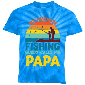 My Favorite Fishing Buddy Calls Me Papa Fisher Dad Funny Gift Kids Tie-Dye T-Shirt