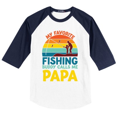 My Favorite Fishing Buddy Calls Me Papa Fisher Dad Funny Gift Baseball Sleeve Shirt