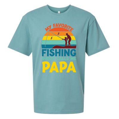 My Favorite Fishing Buddy Calls Me Papa Fisher Dad Funny Gift Sueded Cloud Jersey T-Shirt