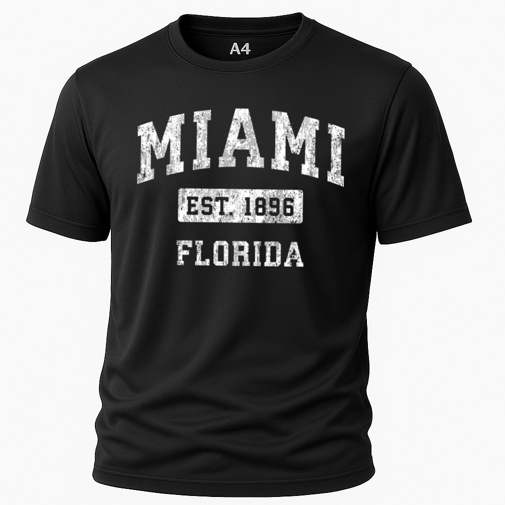 Miami Florida Fl Vintage Established Sports Cooling Performance Crew T-Shirt