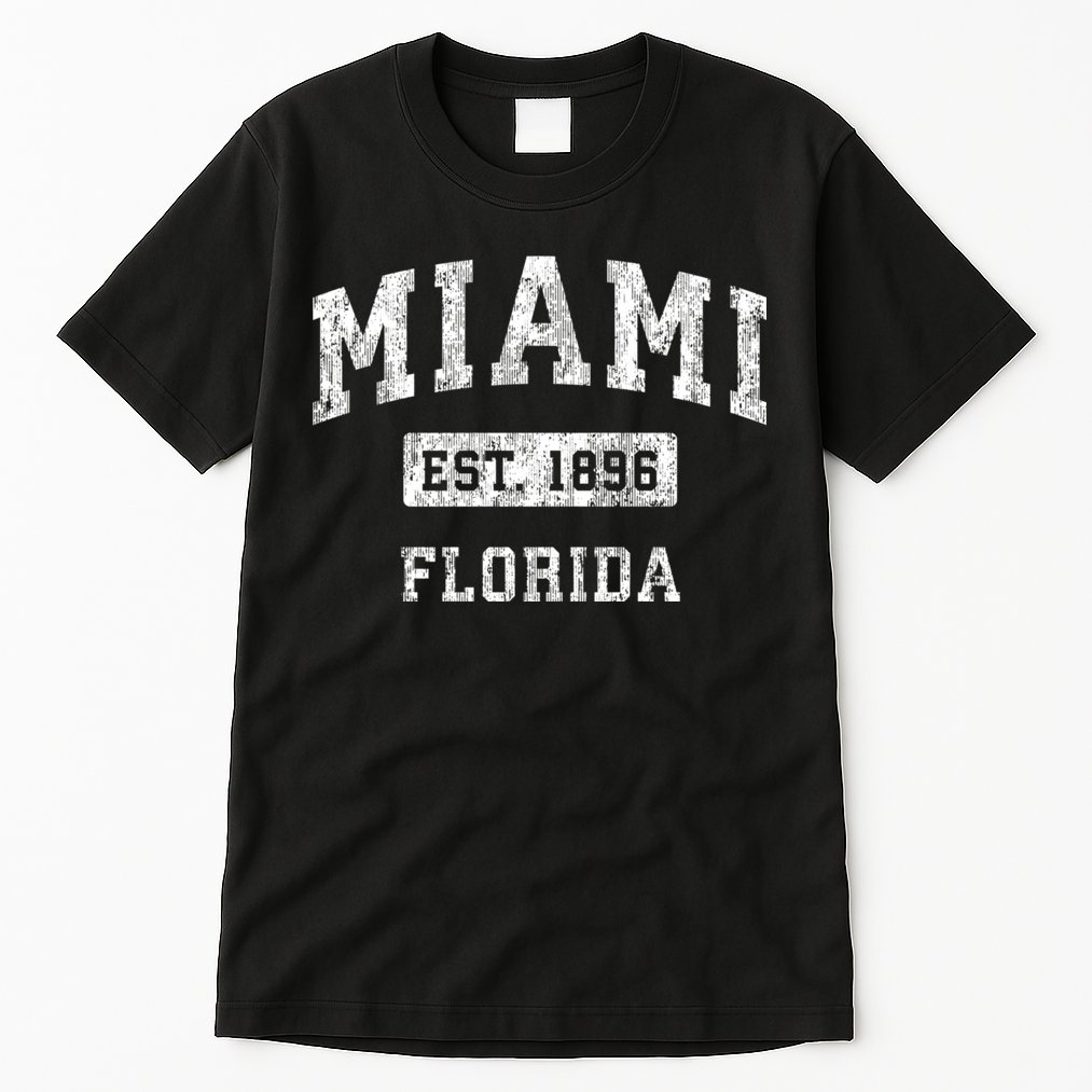 Miami Florida Fl Vintage Established Sports Tall T-Shirt