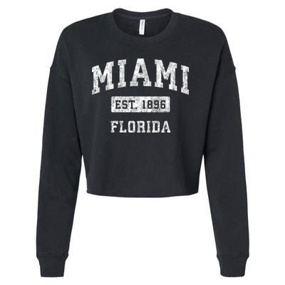 Miami Florida Fl Vintage Established Sports Cropped Pullover Crew