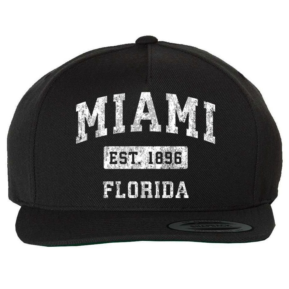 Miami Florida Fl Vintage Established Sports Wool Snapback Cap