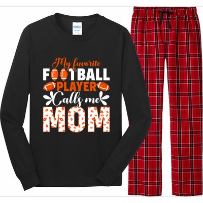 My Favorite Football Player Calls Me Mom American Football Gift Long Sleeve Pajama Set