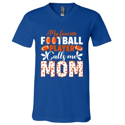 My Favorite Football Player Calls Me Mom American Football Gift V-Neck T-Shirt