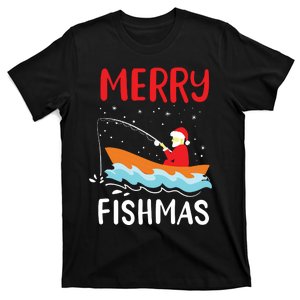 Merry Fishmas Funny Christmas Santa Claus Fishing Fisherman T-Shirt