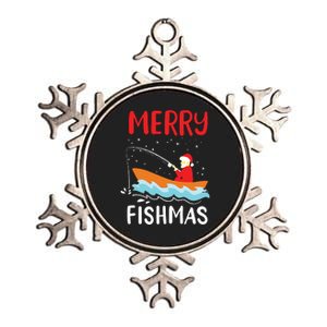 Merry Fishmas Funny Christmas Santa Claus Fishing Fisherman Metallic Star Ornament