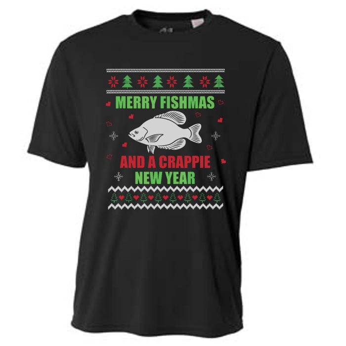 Merry Fishmas Fishing Funny Xmas Crappie For Fisherman Cooling Performance Crew T-Shirt