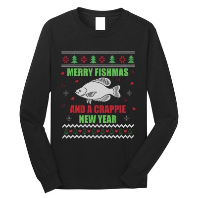 Merry Fishmas Fishing Funny Xmas Crappie For Fisherman Long Sleeve Shirt