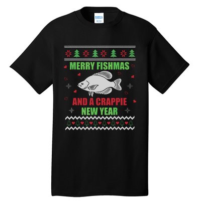 Merry Fishmas Fishing Funny Xmas Crappie For Fisherman Tall T-Shirt