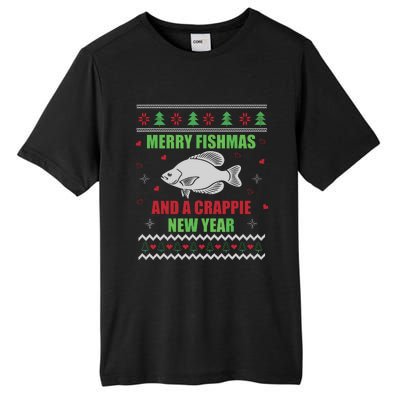 Merry Fishmas Fishing Funny Xmas Crappie For Fisherman Tall Fusion ChromaSoft Performance T-Shirt