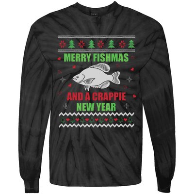 Merry Fishmas Fishing Funny Xmas Crappie For Fisherman Tie-Dye Long Sleeve Shirt