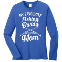 My Favourite Fishing Buddy Calls Me Mom Fishing Gift Ladies Long Sleeve Shirt