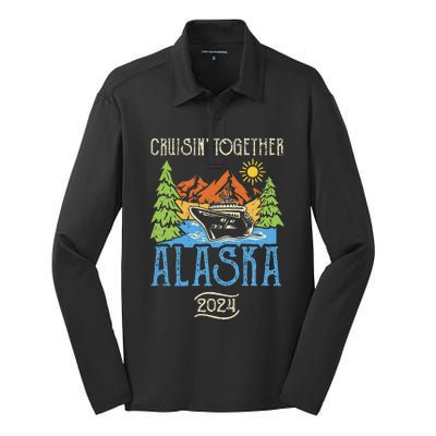 Matching Family Friends Group Alaska Cruise Together 2024 Silk Touch Performance Long Sleeve Polo