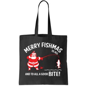 Merry Fishmas Funny Fish Fishing Fisherman Christmas Xmas Tote Bag