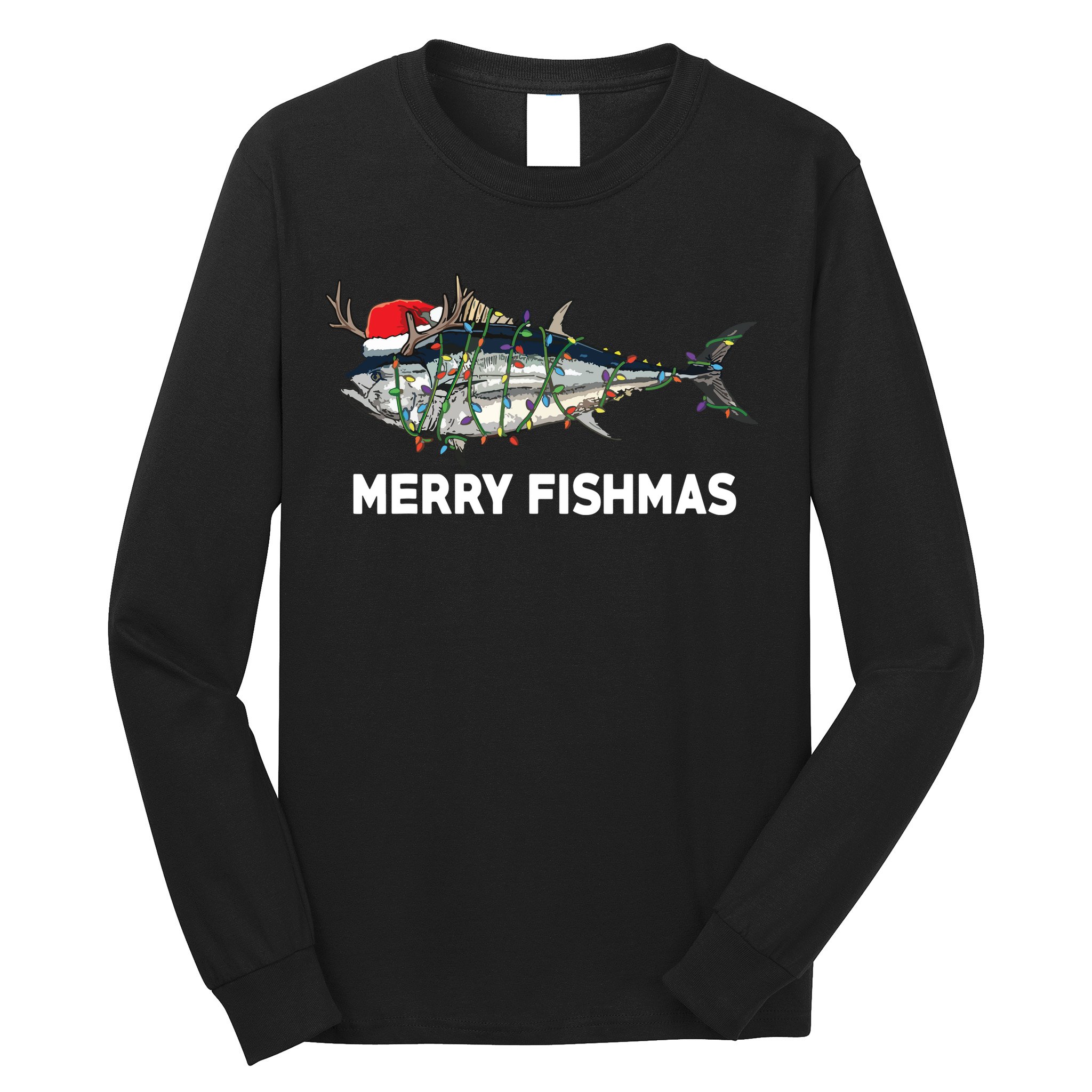 Merry Fishmas Funny Fish Fishing Fisherman Christmas Xmas Long Sleeve Shirt